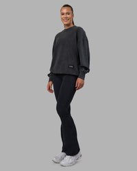Woman wearing Segmented Oversized Sweater - Black Washed | Model:Charlize | Size:XS | Thumbnail Index: 7