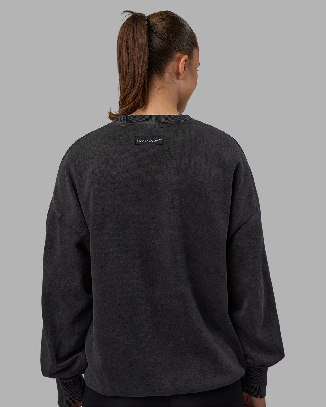 Woman wearing Segmented Oversized Sweater - Black Washed | Model:Charlize | Size:XS - view 11