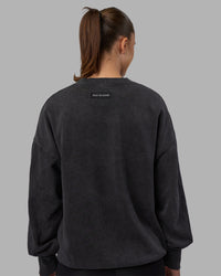 Woman wearing Segmented Oversized Sweater - Black Washed | Model:Charlize | Size:XS | Thumbnail Index: 10
