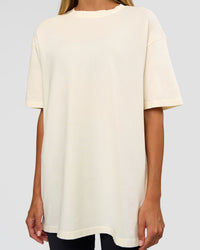 Woman wearing Shadow Mode FLXCotton Oversized Tee - Off White Washed | Model:Georgia | Size:XS | Thumbnail Index: 12