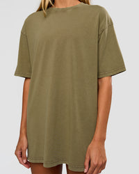Woman wearing Shadow Mode FLXCotton Oversized Tee - Walnut Grey Washed | Model:Georgia | Size:XS | Thumbnail Index: 12