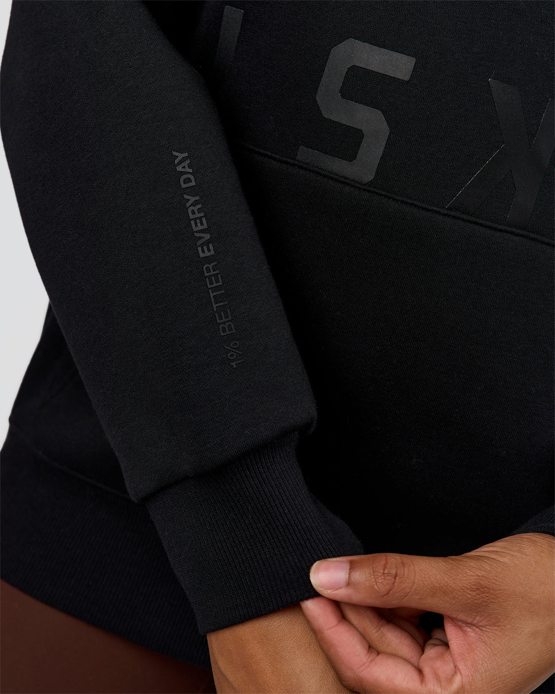 Woman wearing Shadow Mode Oversized Hoodie - Black | Model:Rosie | Size:XS - view 9