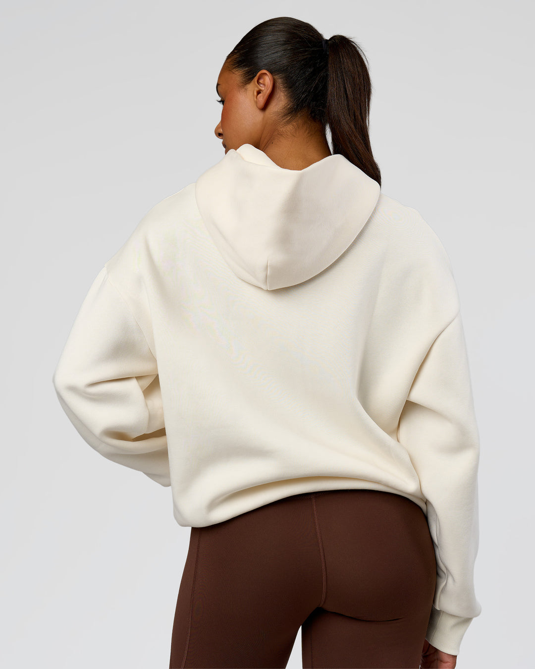 Woman wearing Shadow Mode Oversized Hoodie - Off White | Model:Rosie | Size:XS - view 8