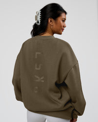 Woman wearing Shadow Mode Oversized Sweater - Walnut Grey | Model:Alex | Size:XS | Thumbnail Index: 12