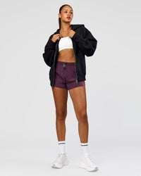 Woman wearing Shadow Mode Oversized Zip Through Hoodie - Black | Model:Rosie | Size:XS | Thumbnail Index: 2