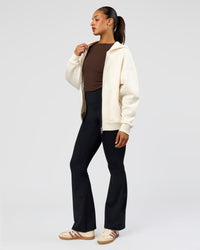 Woman wearing Shadow Mode Oversized Zip Through Hoodie - Off White | Model:Rosie | Size:XS | Thumbnail Index: 7