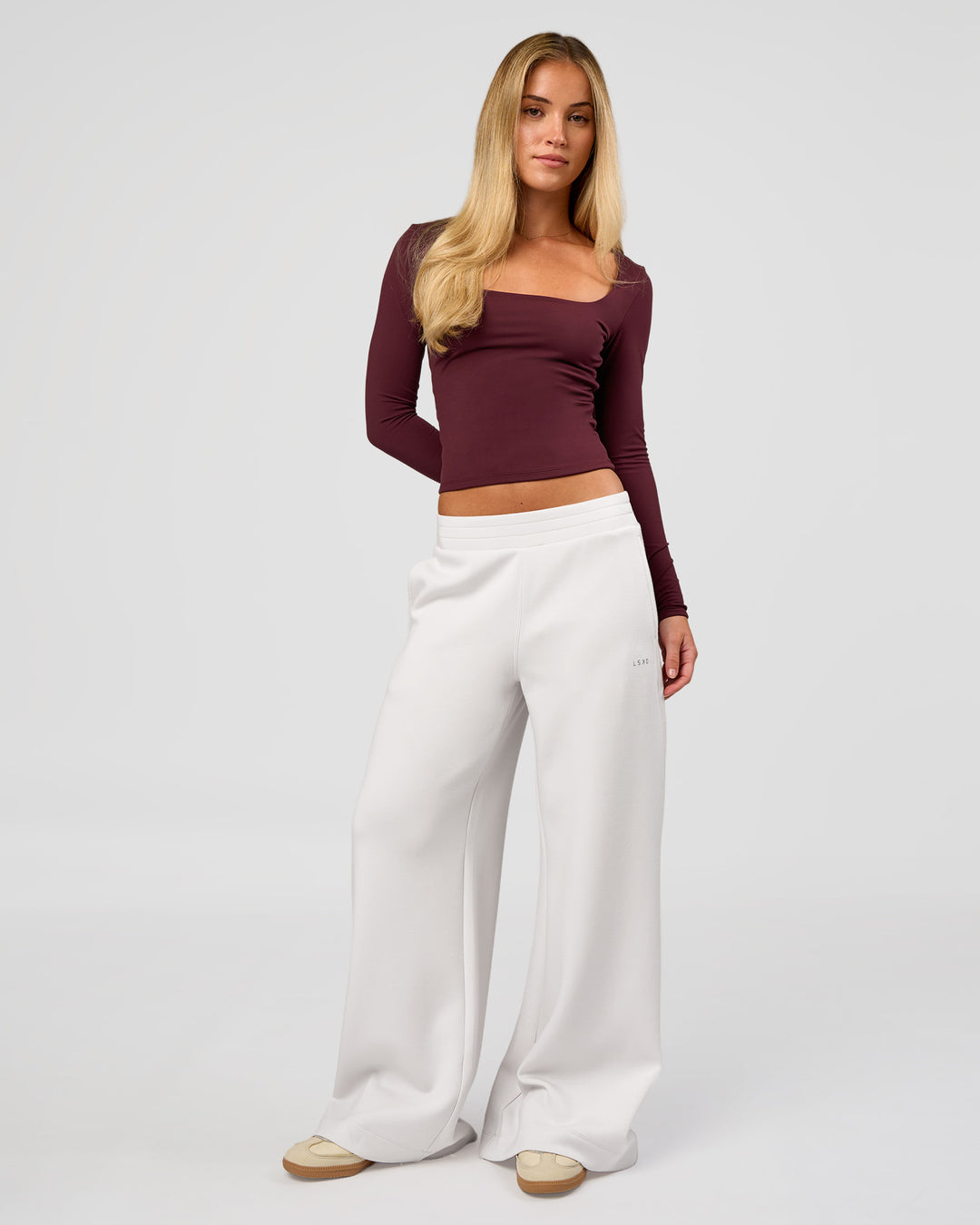 Woman wearing Show It Off Long Sleeve Top in Cherry Lacquer | Model:Issy | Size:XS - view 5