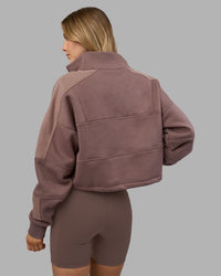Woman wearing Slam Quarter Zip Sweater - Peppercorn | Model:Leilani | Size:XS | Thumbnail Index: 3