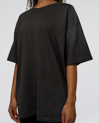 Woman wearing Spray Heavyweight Unisex Oversized Tee - Charcoal Washed | Model:Jordan | Size:S | Thumbnail Index: 7