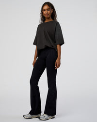 Woman wearing Spray Heavyweight Unisex Oversized Tee - Charcoal Washed | Model:Jordan | Size:S | Thumbnail Index: 5