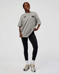 Woman wearing Static Grit Heavyweight Oversized Tee - Alloy-Black | Model:Ellie | Size:XS | Thumbnail Index: 7