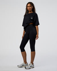 Woman wearing Sticker Heavyweight Oversized Tee - Black-White | Model:Jordan | Size:XS | Thumbnail Index: 12
