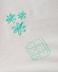 Woman wearing Sticker Heavyweight Oversized Tee - Off White-Jelly Mint | Model:Jordan | Size:XS | Thumbnail Index: 1