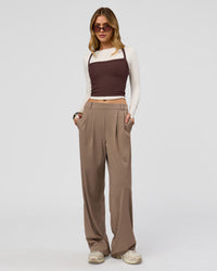 Woman wearing StretchShift Wide Leg Pant - Taupe Ash | Model:Leilani | Size:XS | Thumbnail Index: 4