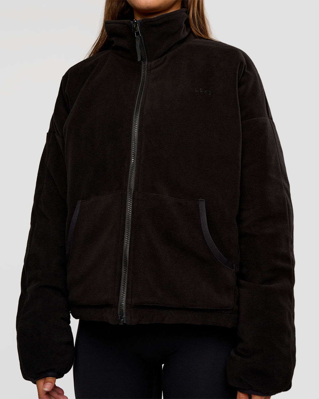 Woman wearing Thrive Reversible Jacket - Black | Model:Brylee | Size:XS - view 15