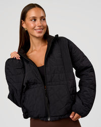 Woman wearing Thrive Reversible Jacket - Black | Model:Brylee | Size:XS | Thumbnail Index: 8