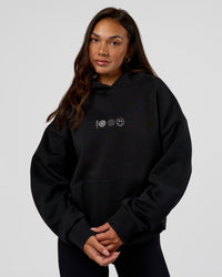 Woman wearing Trust The Process Unisex Oversized Hoodie - Black-White | Model:Kirstyn | Size:XS | Thumbnail Index: 4