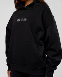 Woman wearing Trust The Process Unisex Oversized Hoodie - Black-White | Model:Kirstyn | Size:XS | Thumbnail Index: 8