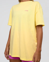 Woman wearing Unfit Club FLXCotton Oversized Tee - Yellow Fizz Washed-Ultra Fuchsia | Model:Amity | Size:XS | Thumbnail Index: 8