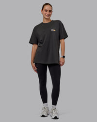 Woman wearing Unisex E.T.J FLXCotton Tee Oversize - Pirate Black-Pop Pink | Thumbnail Index: 10