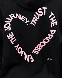 Woman wearing Unisex Love The Process Oversize Hoodie - Black-Marshmallow | Model:Amity | Size:XS | Thumbnail Index: 8