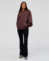 Woman wearing Unisex Love The Process Oversize Hoodie - Cocoa Powder-Hot Chocolate | Model:Bianca | Size:XS | Thumbnail Index: 12