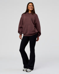 Woman wearing Unisex Love The Process Oversize Hoodie - Cocoa Powder-Hot Chocolate | Model:Bianca | Size:XS | Thumbnail Index: 7