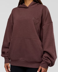 Woman wearing Unisex Love The Process Oversize Hoodie - Cocoa Powder-Hot Chocolate | Model:Bianca | Size:XS | Thumbnail Index: 8