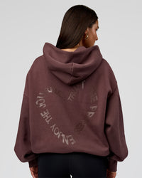 Woman wearing Unisex Love The Process Oversize Hoodie - Cocoa Powder-Hot Chocolate | Model:Bianca | Size:XS | Thumbnail Index: 4