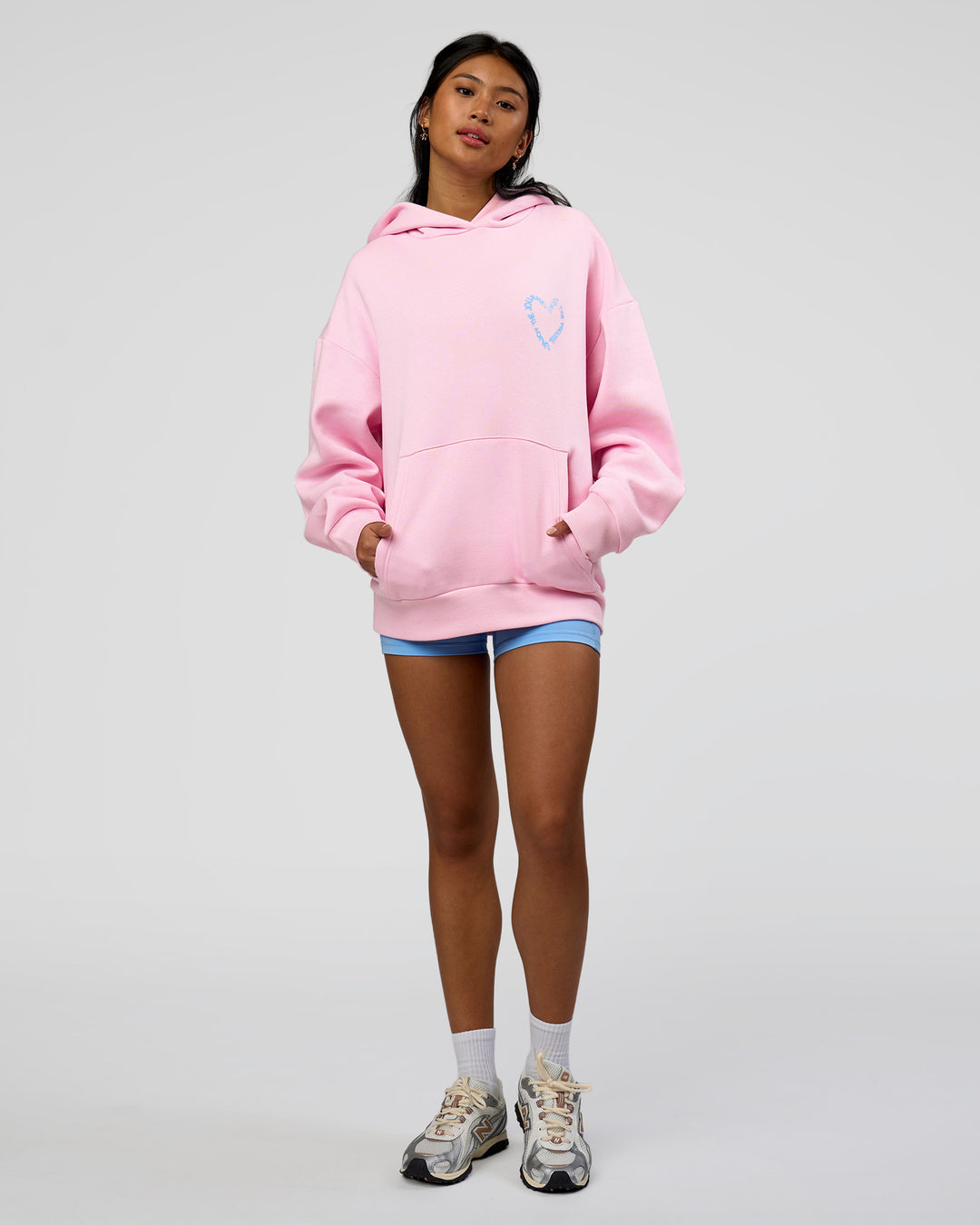 Woman wearing Unisex Love The Process Oversize Hoodie - Marshmallow-Open Air | Model:Loren | Size:XS - view 10