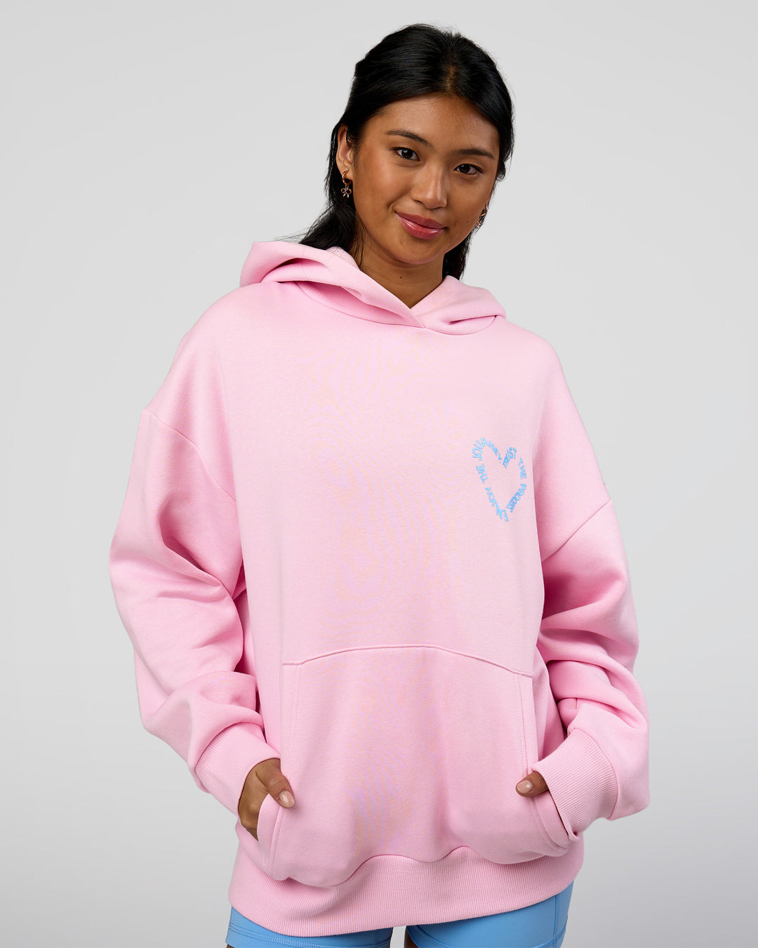 Woman wearing Unisex Love The Process Oversize Hoodie - Marshmallow-Open Air | Model:Loren | Size:XS - view 5