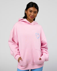 Woman wearing Unisex Love The Process Oversize Hoodie - Marshmallow-Open Air | Model:Loren | Size:XS | Thumbnail Index: 4