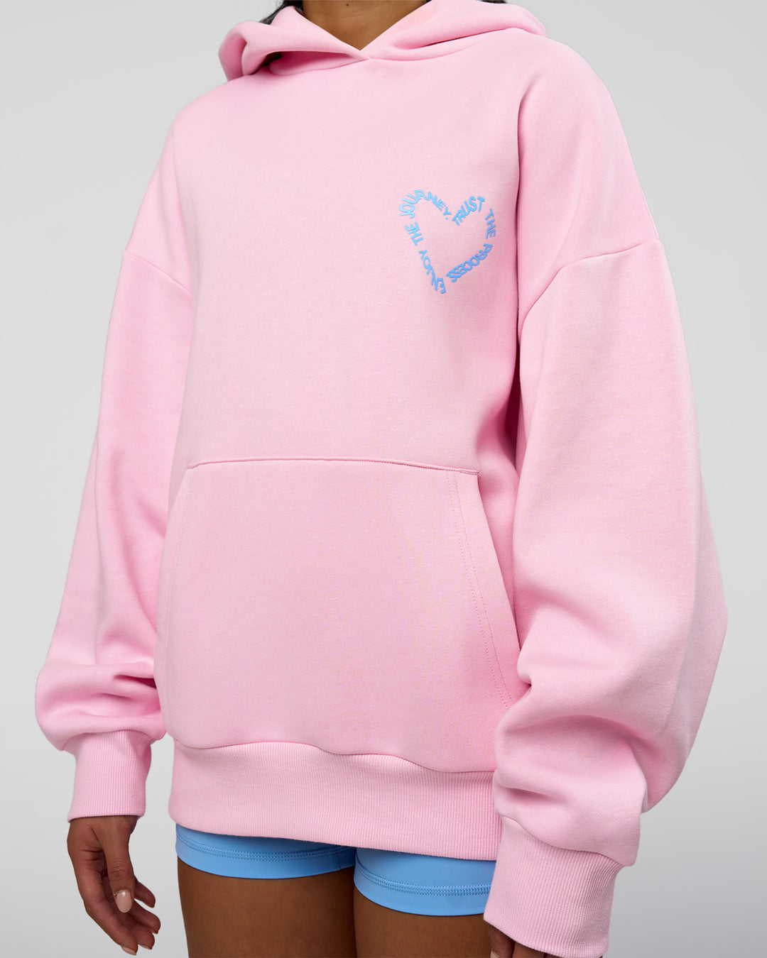 Woman wearing Unisex Love The Process Oversize Hoodie - Marshmallow-Open Air | Model:Loren | Size:XS - view 9