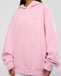 Woman wearing Unisex Love The Process Oversize Hoodie - Marshmallow-White | Model:Brylee | Size:XS | Thumbnail Index: 10