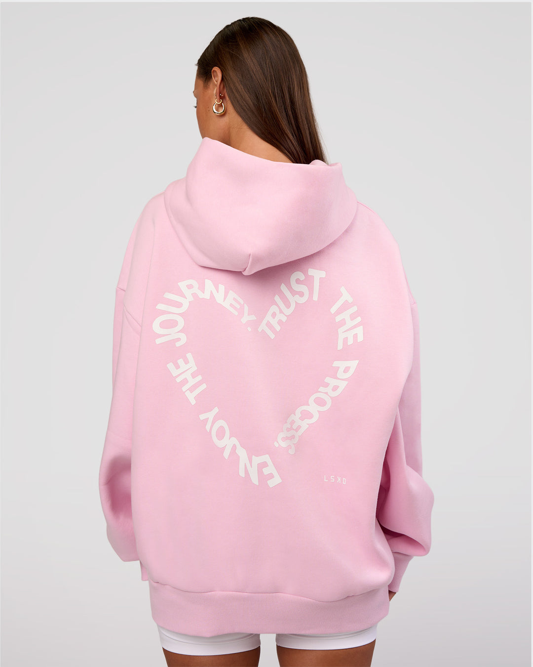 Woman wearing Unisex Love The Process Oversize Hoodie - Marshmallow-White | Model:Brylee | Size:XS - view 12