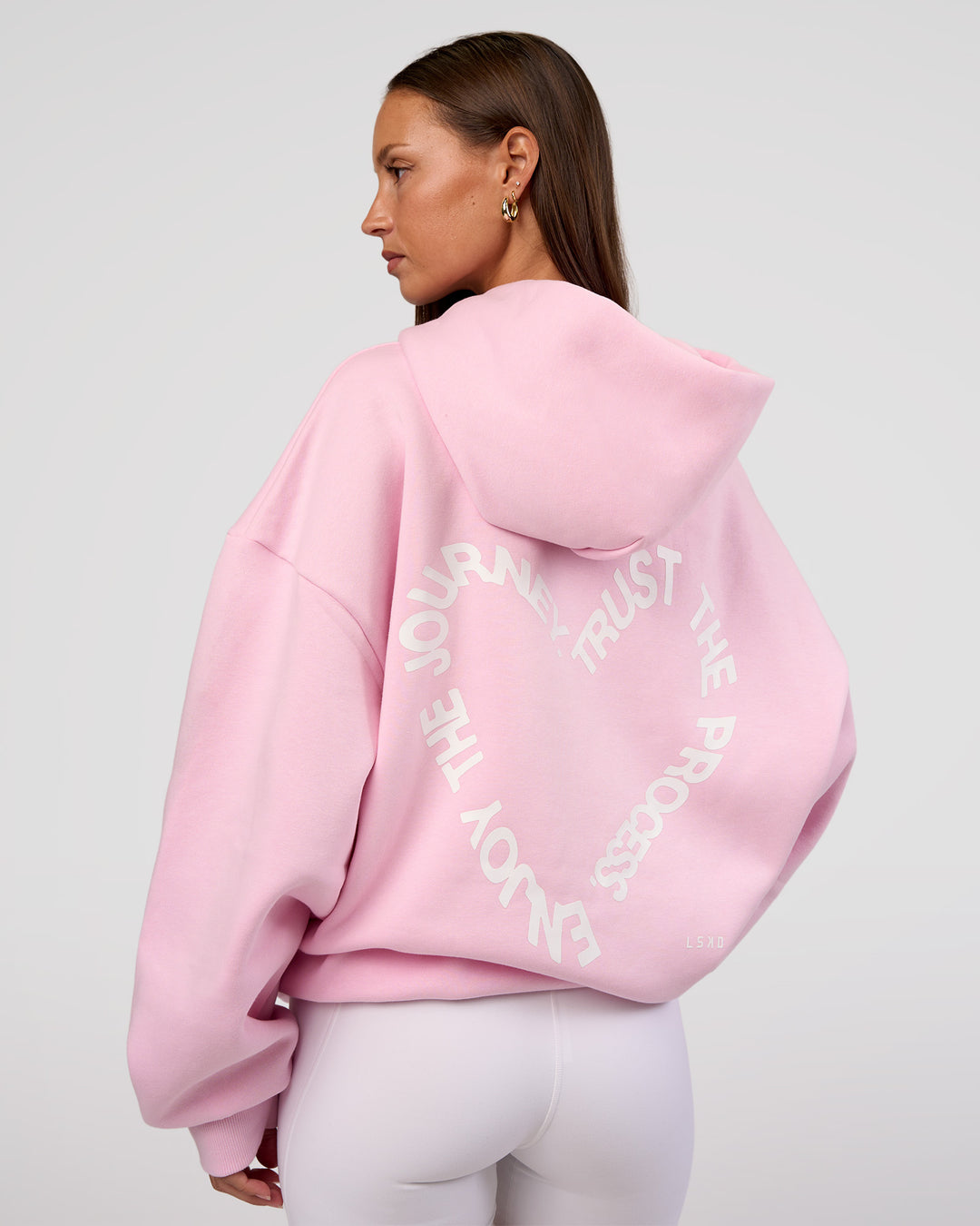 Woman wearing Unisex Love The Process Oversize Hoodie - Marshmallow-White | Model:Brylee | Size:XS - view 13