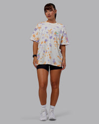Woman wearing Unisex Washed Huntington 24 Heavyweight Tee Oversize - Tie Dye Tangerine-Dahlia Purple | Thumbnail Index: 13