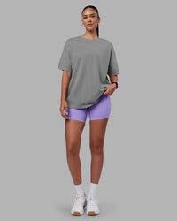 Woman wearing Pressure Washed Heavyweight Oversize Tee - Grey-Bubblegum | Model:Rhiley | Size:XS | Thumbnail Index: 5