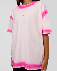 Woman wearing Urban Blur Heavyweight Unisex Oversized Tee - Off White-Ultra Pink | Model:Kirstyn | Size:XS | Thumbnail Index: 12