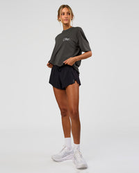 Woman wearing Values Run Club FLXCotton Tee - Dark Storm-Alloy | Model:Georgia | Size:XS | Thumbnail Index: 10