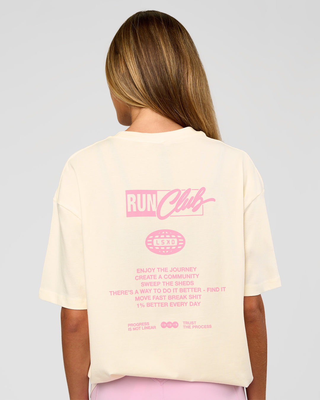 Values Run Club FLXCotton Tee - Off White-Candy Pink - view 4