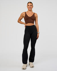 Woman wearing Vitality Long Line Sports Bra - Hot Chocolate | Model:Maja | Size:XS | Thumbnail Index: 2