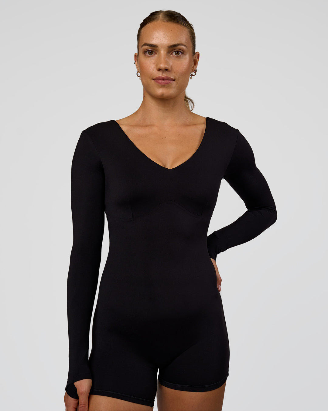 Woman wearing Vitality Long Sleeve Bodysuit - Black | Model:Maja | Size:XS - view 8