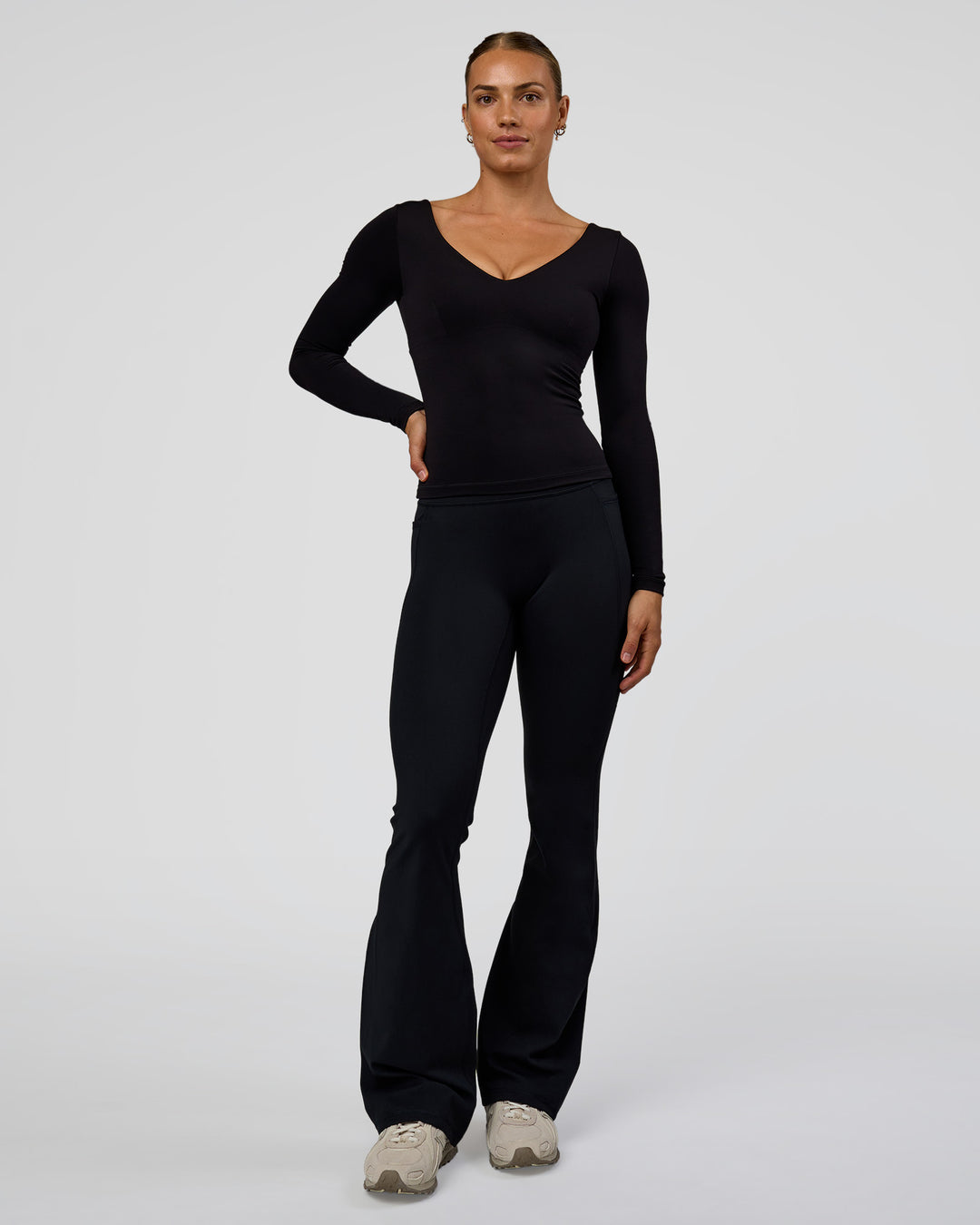 Woman wearing Vitality Long Sleeve Top - Black | Model:Maja | Size:XS - view 8