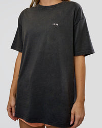 Woman wearing We Love This  FLXCotton Oversized Tee - Black Washed-White | Model:Leilani | Size:XS | Thumbnail Index: 8