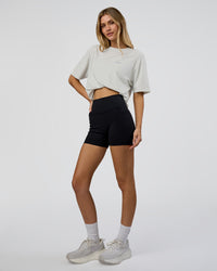 Woman wearing We Love This  FLXCotton Oversized Tee - Digital Mist Washed-Electric Indigo | Model:Leilani | Size:XS | Thumbnail Index: 8