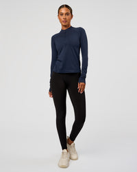 Woman wearing AeroFLX+ Long Sleeve Half Zip - Future Navy/Future Navy | Model:Charli | Size:XS | Thumbnail Index: 4