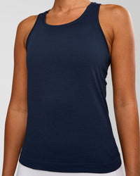 Woman wearing AeroFLX+ Seamless Tank - Future Navy/Future Navy | Model:Charli | Size:XS | Thumbnail Index: 3