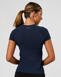 Woman wearing AeroFLX+ Seamless Tee - Future Navy/Future Navy | Model:Charli | Size:XS | Thumbnail Index: 5