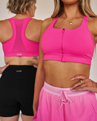 Campaign image of Empowered Sports Bra - Ultra Pink | Thumbnail Index: 5
